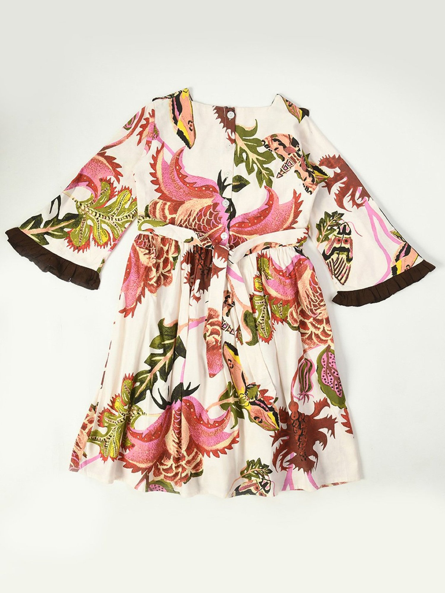 Bella Moda Kids White Printed Full Sleeves Fit & Flare Dress