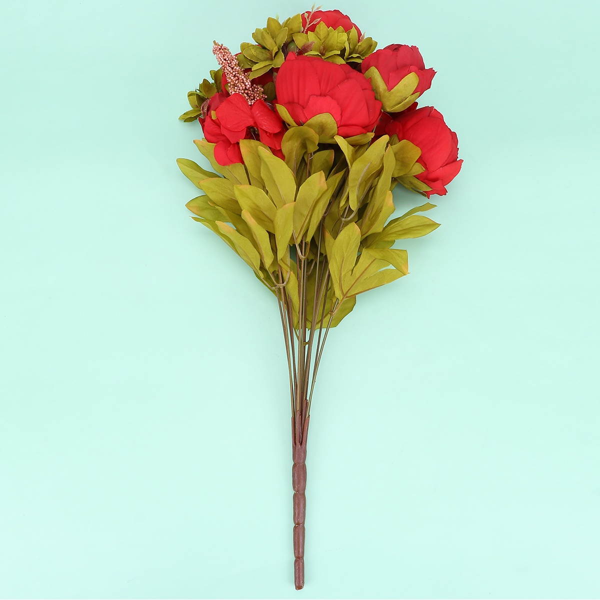 1 Pack of 13pcs Flowers Simulated Peony Decor Artificial Flower Branches Simulated Flower Adornment Creative Household Flower Decor Wedding Layout Decor for Home Wedding Living Room (Red)