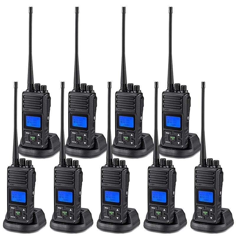 5 Watts Two Way Radio Long Range Handheld UHF Business Ham Radio for Adult Programmable Walkie Talkie with Rechargeable 1500mAh Battery LCD Display Charging Docks Earpieces 9 Packs