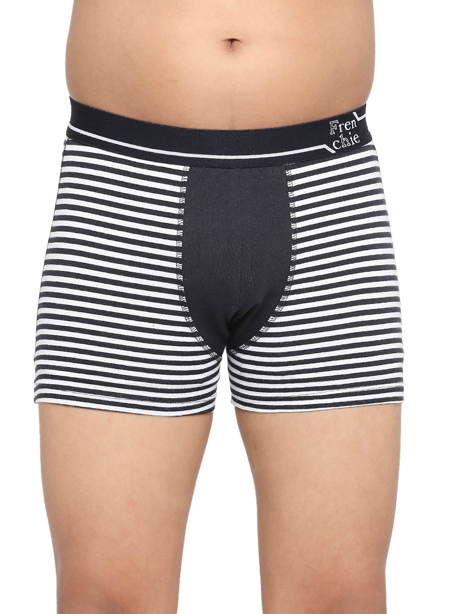 Frenchie Kids Navy & Green Striped Trunks (Pack Of 2)