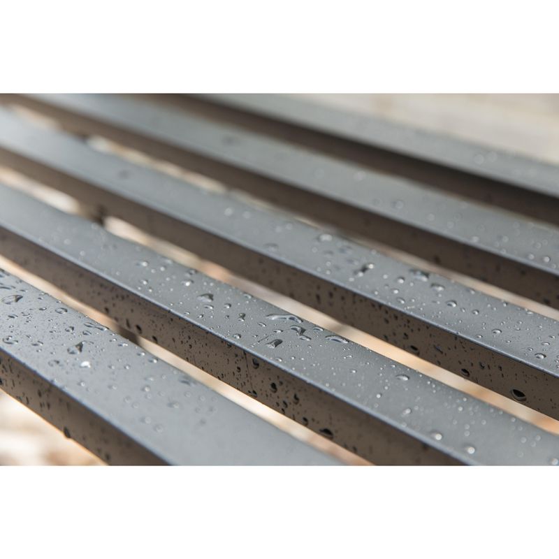 Gardenised Steel Outdoor Patio Garden Park Bench with Cast Iron "Welcome" Backrest