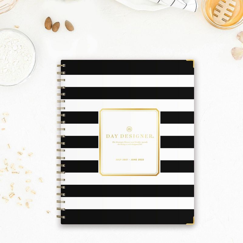 2021-22 Academic Planner 8.5" x 11" Hard Cover Weekly/Monthly Wirebound Rugby Stripe Black - Day Designer