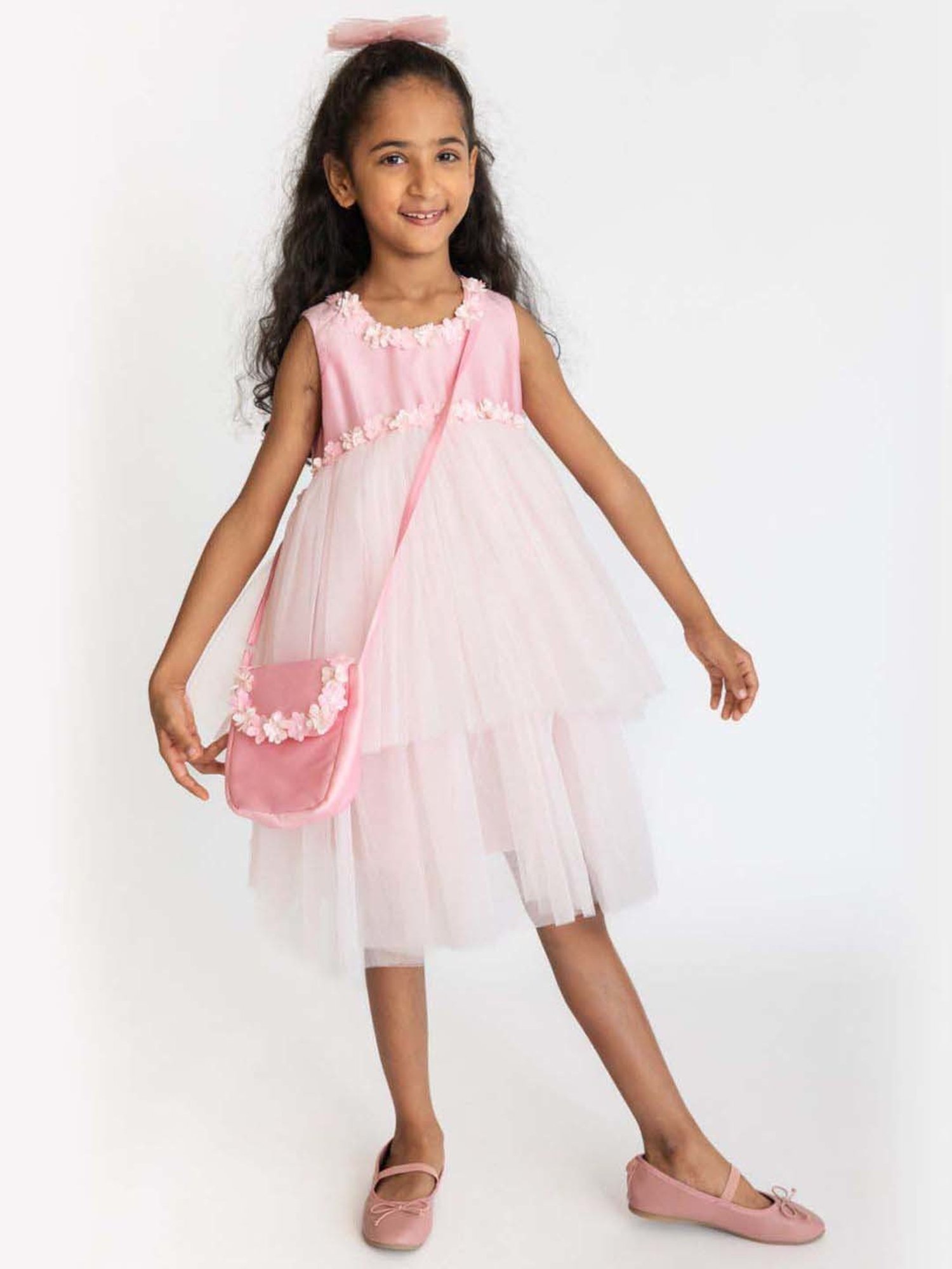 A Little Fable Pink & White Applique Dress