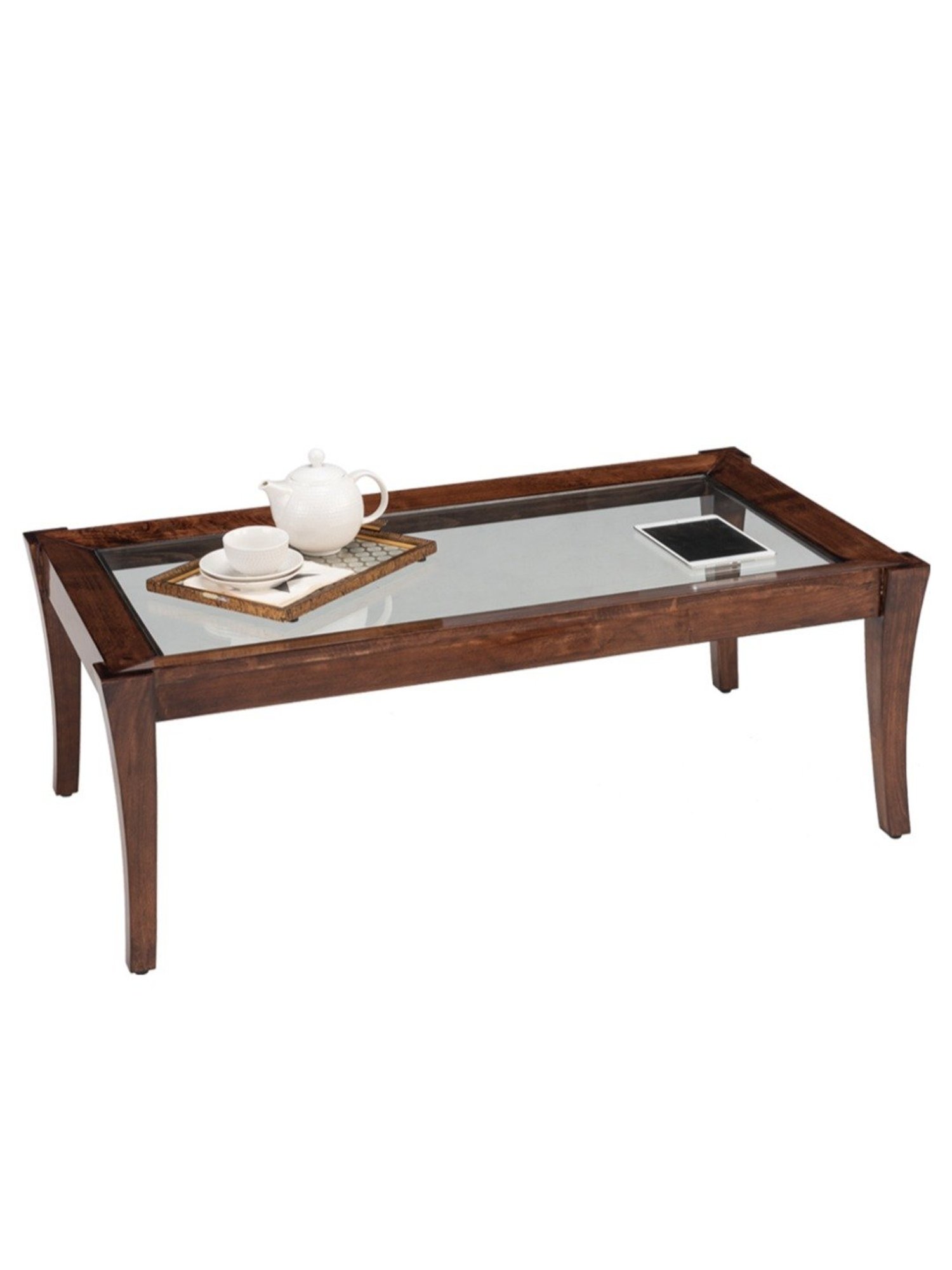 Durian Cameron Walnut Brown Solid Wood Coffee Table in Walnut Finish