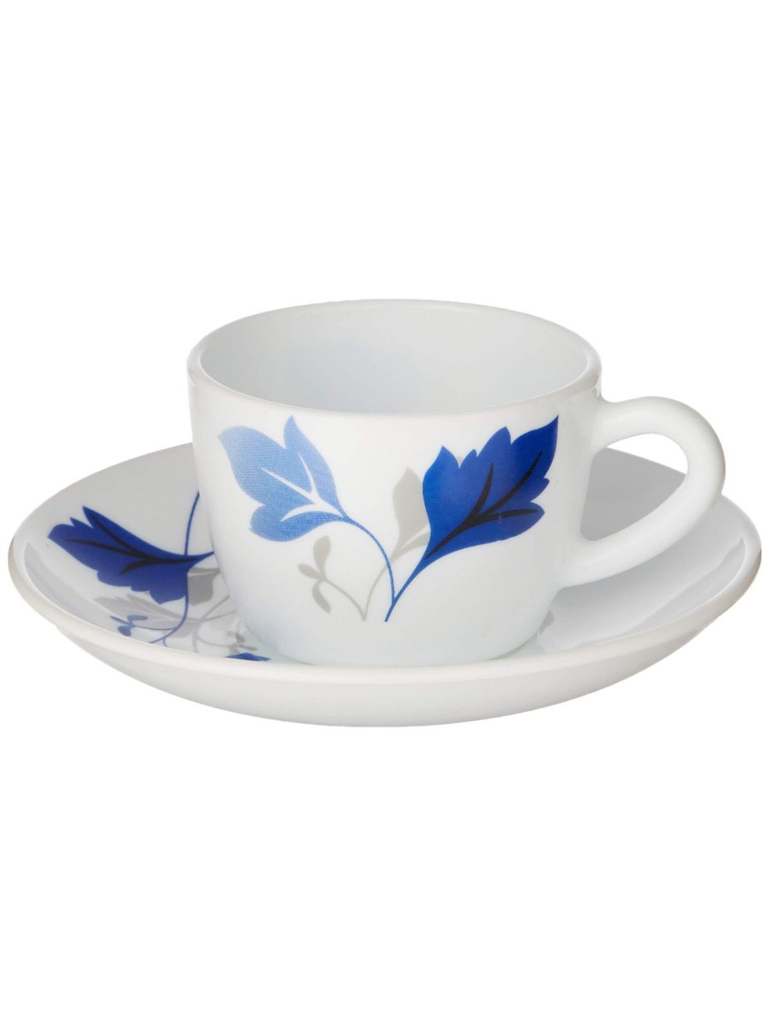 Larah by Borosil Ageria Ceramic Opalware Cup and Saucer Set of 12 140ml