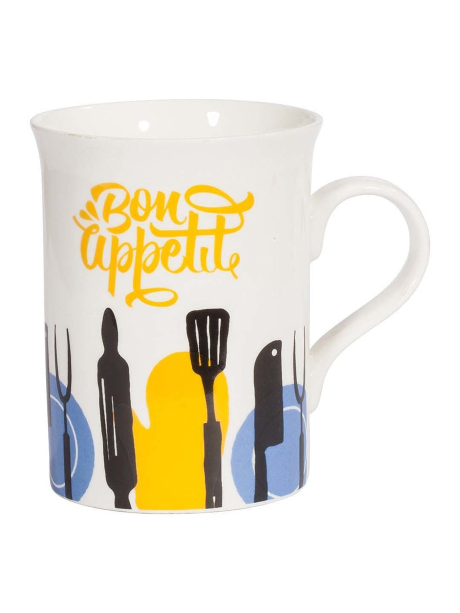 Clay Craft Think Food Multicolor Ceramic Coffee Mug (0.35 L) - Set of 1