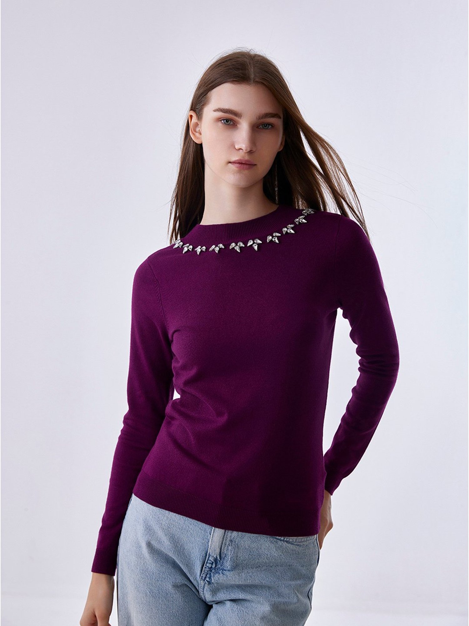Cover Story Purple Embellished Pullover