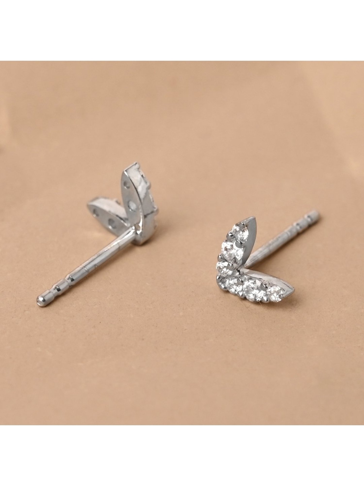 Clara 92.5 Sterling Silver Minimal Daily Wear Small V Stud Earrings for Kids Girls
