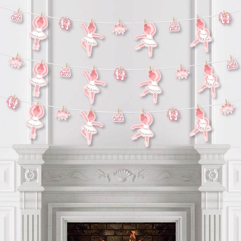 Big Dot of Happiness Tutu Cute Ballerina - Ballet Birthday Party or Baby Shower DIY Decorations - Clothespin Garland Banner - 44 Pieces