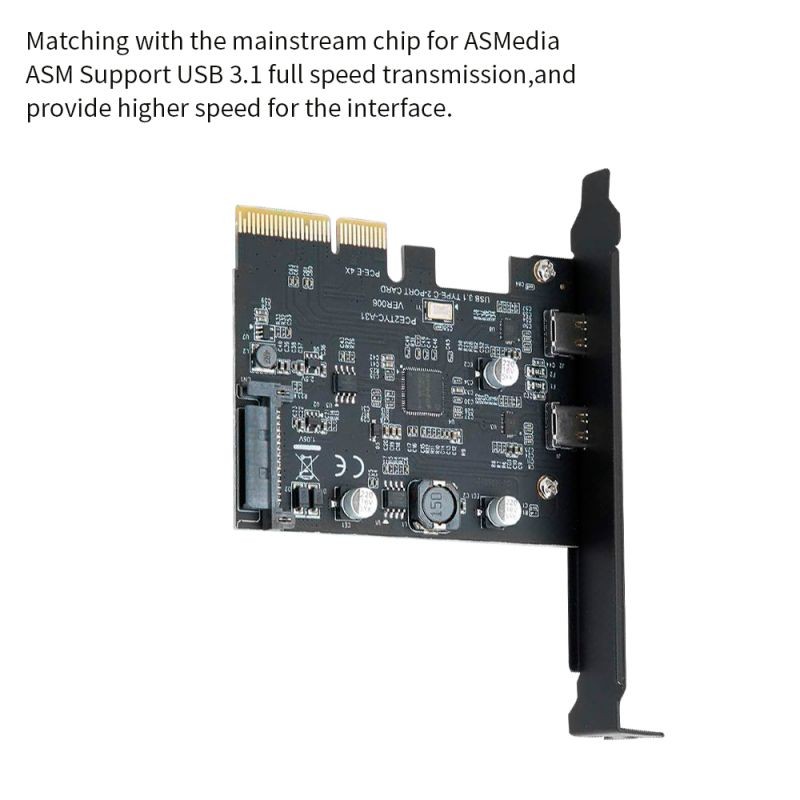 Add on Cards USB 3.1 Dual 10Gbps 2x Type-C Ports PCI Express Controller Riser Card Expansion Adapter for Mac Pro Windows Miner