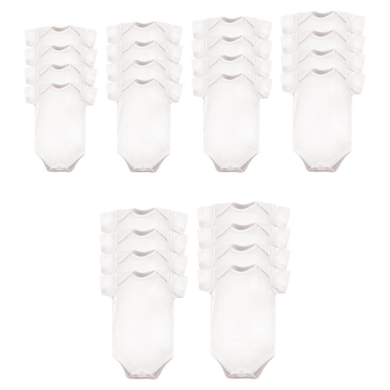 Luvable Friends Cotton Bodysuits 24pk, White, 0-24 Months