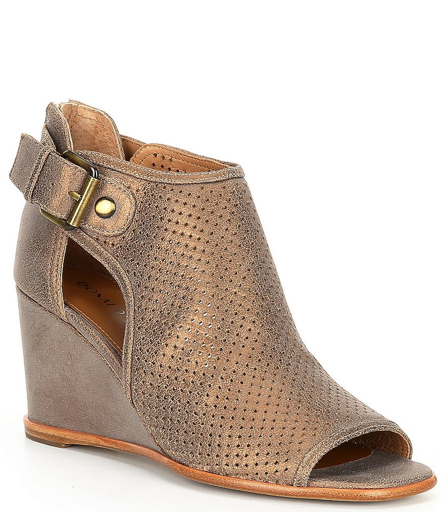 Donald Pliner Lottie Brushed Metallic Leather Wedges