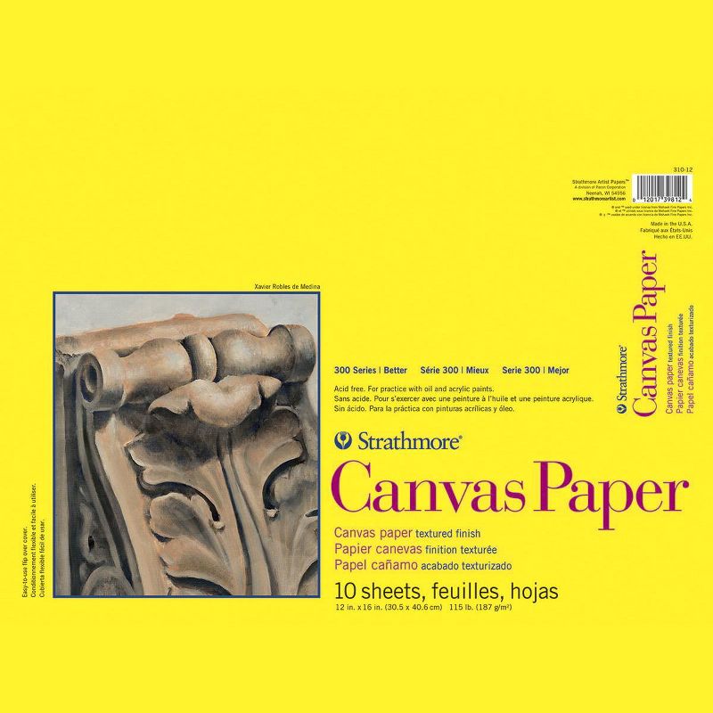 Strathmore 300 Series White Canvas Paper Pad, 12 x 16 Inches