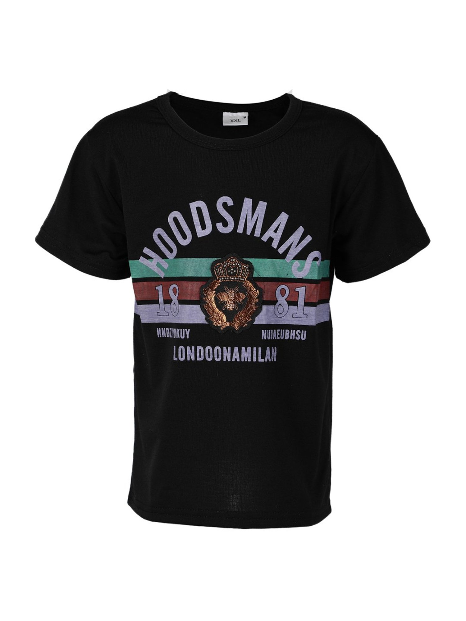 Passion Petals Kids Black Cotton Printed T-Shirt