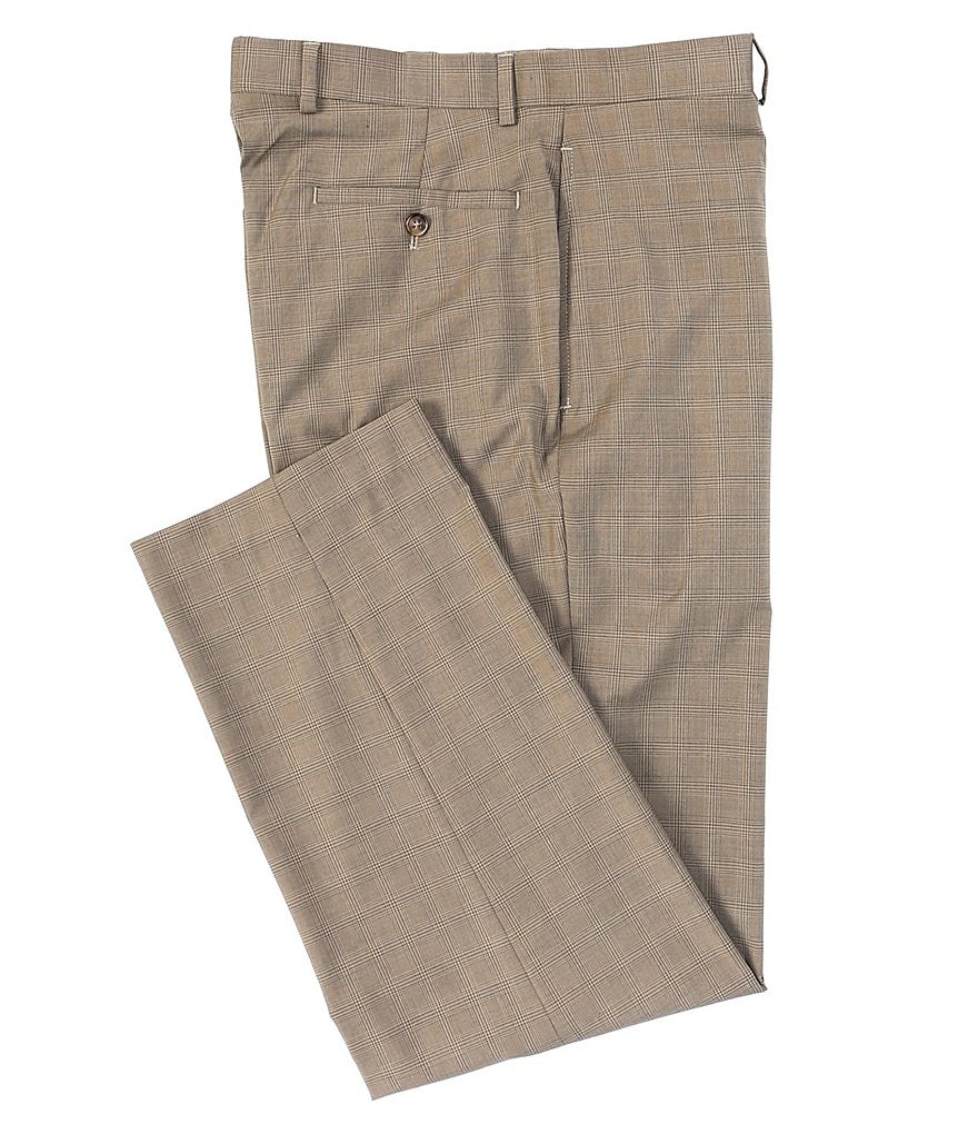 Ralph Ralph Lauren Flat-Front Relaxed-Fit Tonal-Plaid Dress Pants
