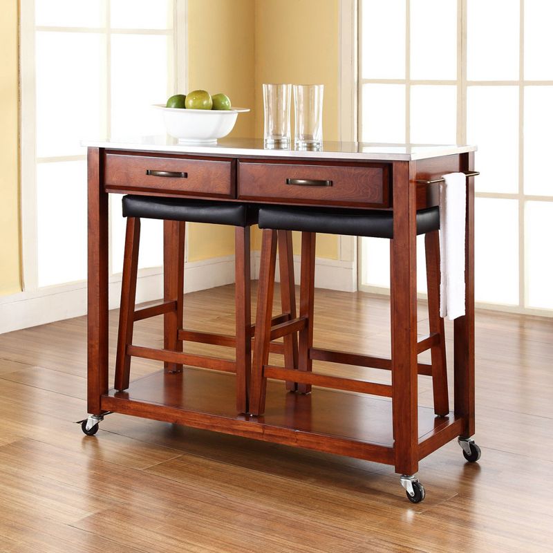 Sunrise Kitchen Island with American Maple Top White/Natural - Flora Home