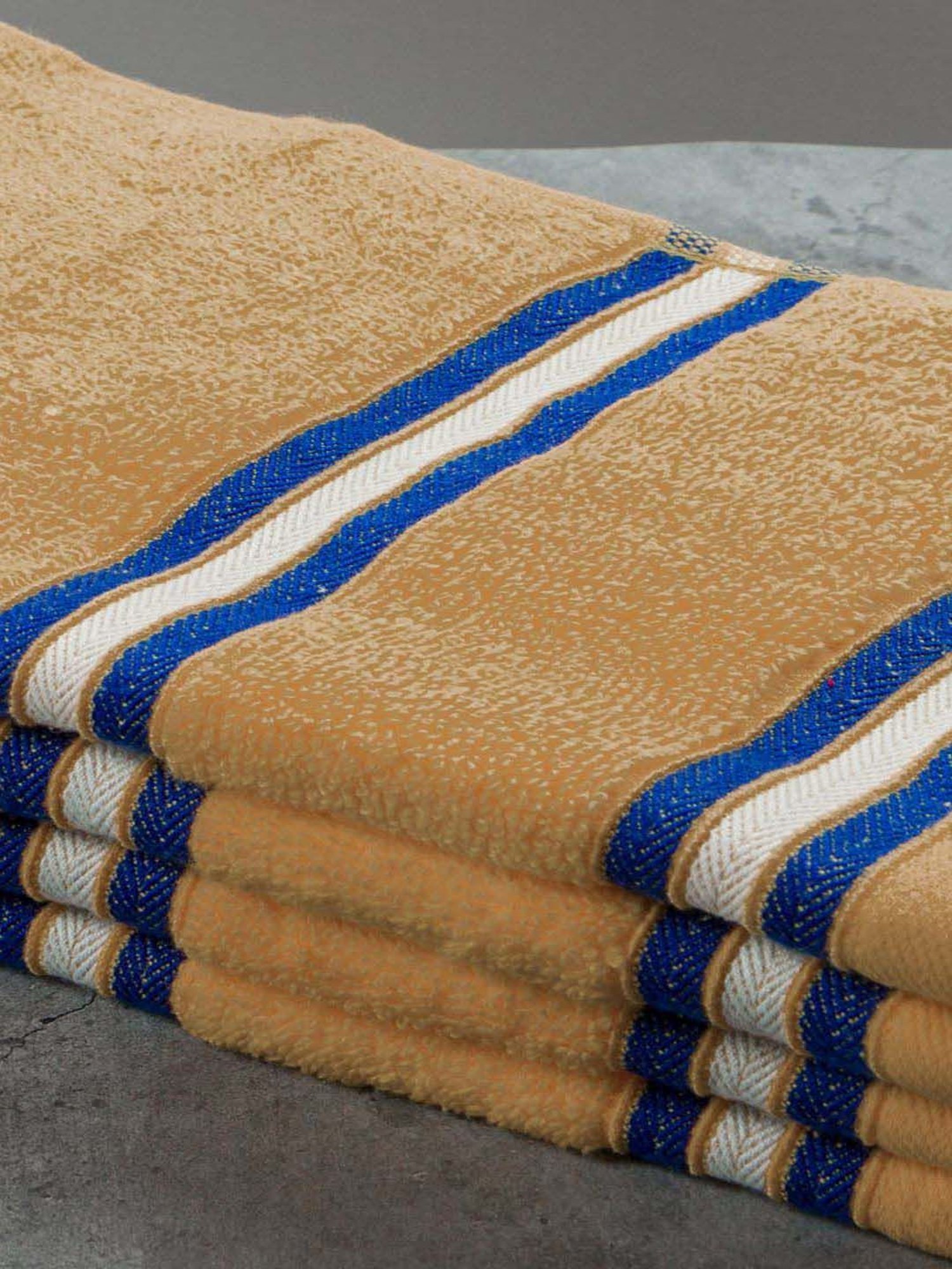 Nautica Vintage Crew Stripe Beige Cotton 500 GSM Super Soft Zero Twist Hand Towel - Set of 4