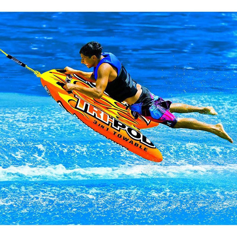 WOW Watersports 13-1020 Tri Pod Single Person Towable Tube with Handles, Orange