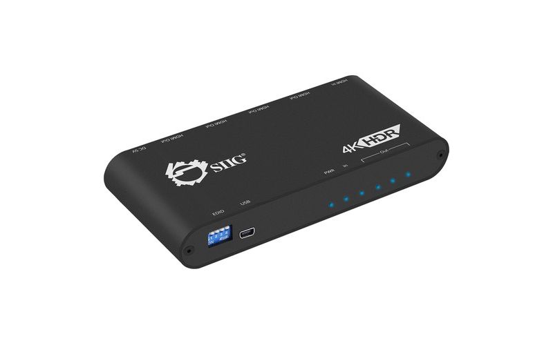 SIIG 1x4 HDMI 2.0 Splitter / Distribution Amplifier with Auto Video Scaling - 4K 60Hz HDR - 600 MHz - 25 MHz to 600 MHz - 3840 ?? 2160
