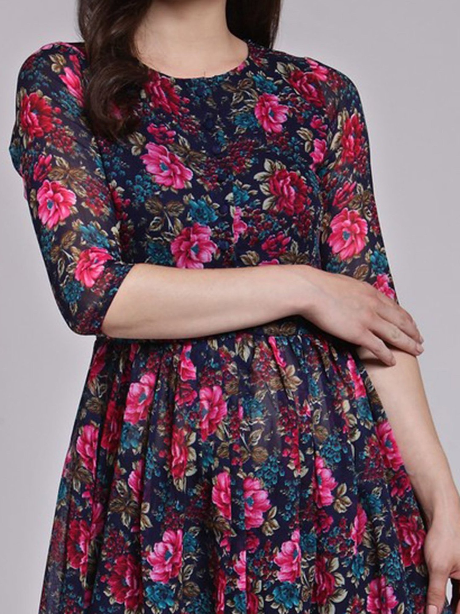 Cation Navy Floral Print Tunic