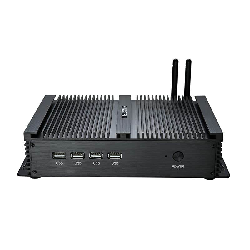 Windows 10 Industrial PC, Fanless Mini Desktop Computer with Intel Celeron Dual Core CPU, 8GB RAM, 128GB SSD, 2xNICs, 4xUSB 3.0, 4xCOM RS232, HD Port, Wi-Fi, Full Metal Body