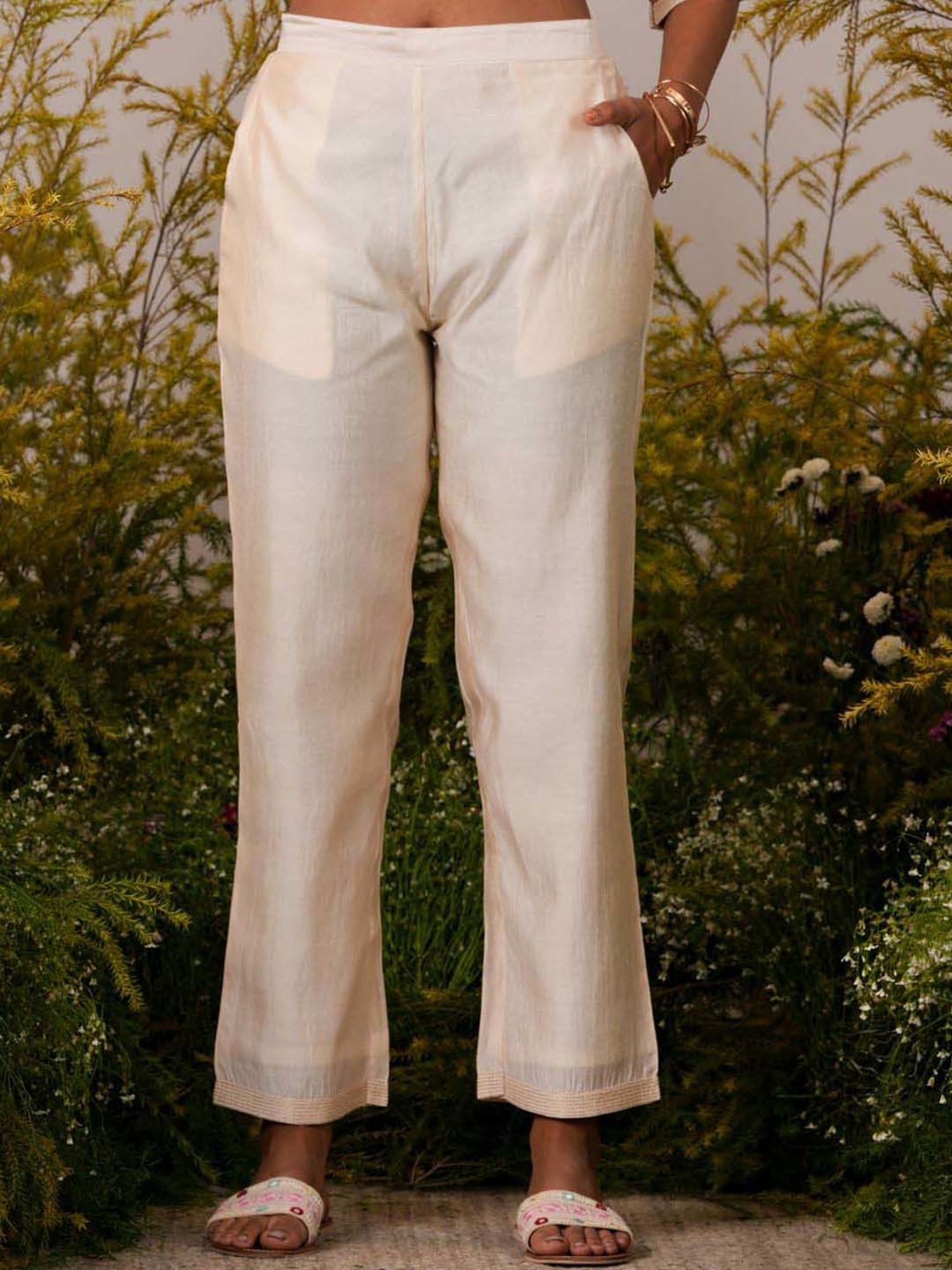 Libas Beige Printed Kurta Pant Set