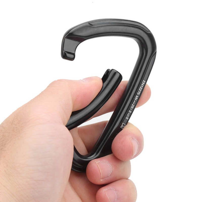Climbing Lock Hook Elastic Buckle Design D-Shape Carabiner Oxidation Resistant 2500kg Load Bearing for Rock Climbing