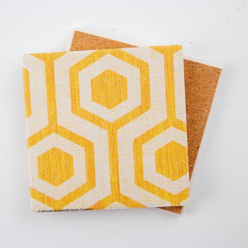 Thirstystone Yellow Lattice & Ikat 4 Piece Occasions Coaster Set