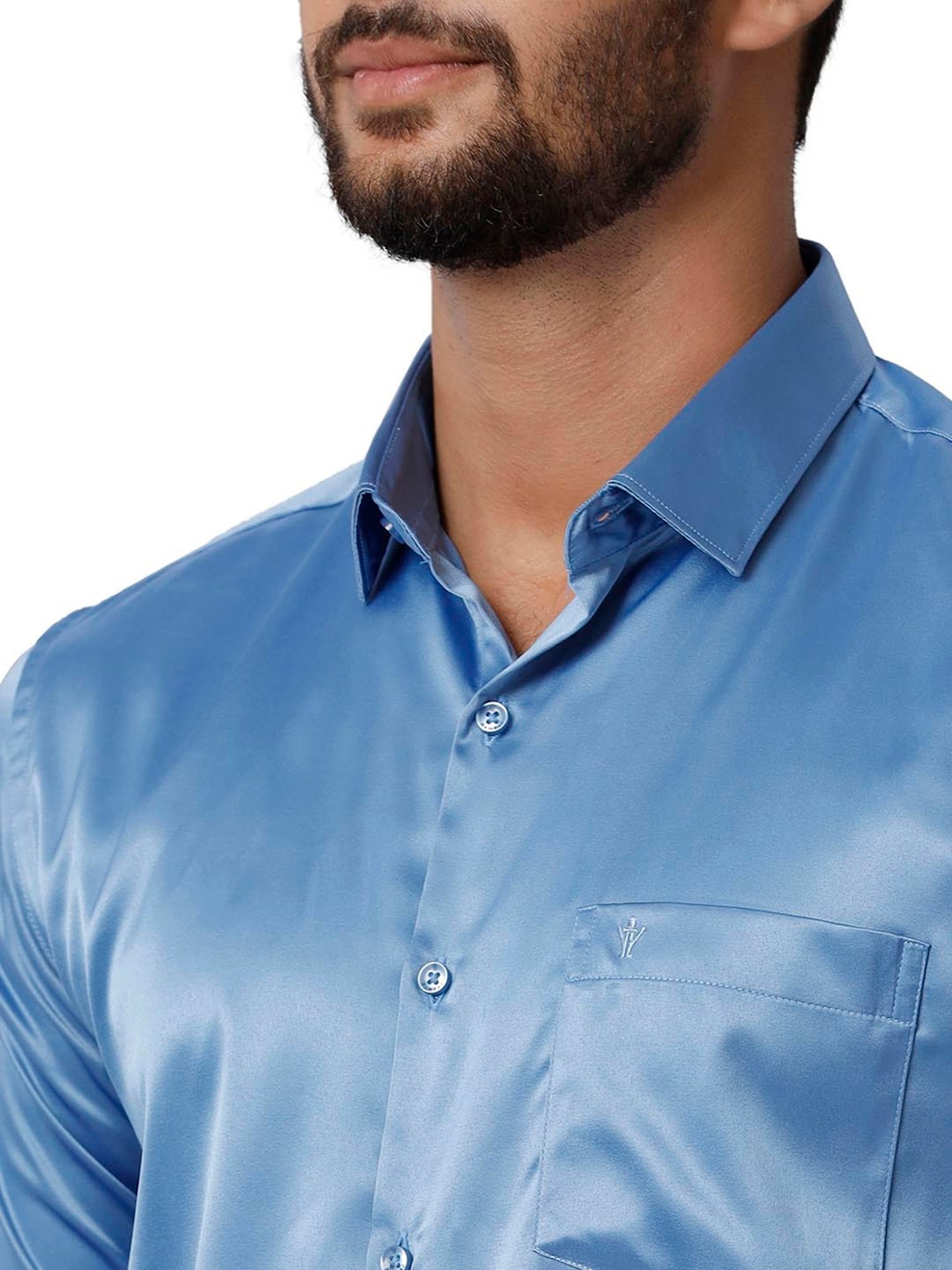 Ramraj Blue Regular Fit Full Sleeves Shirt