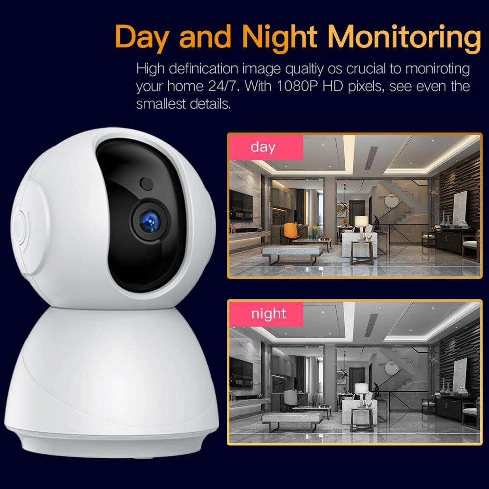 1080P WiFi Security Dome Camera, SDETER HD Home IP Wireless 2-Way Audio Motion Detection Night Vision Baby/Pet Monitor Compatible with iOS&Android