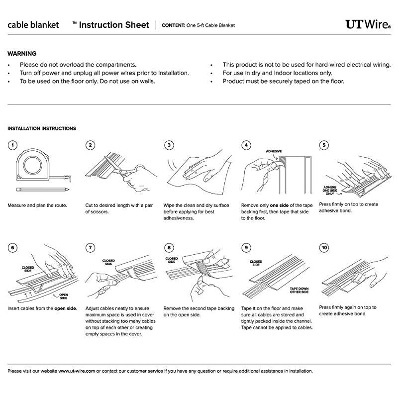10FT Cable Blanket Low Profile Cord Cover and Protector Gray