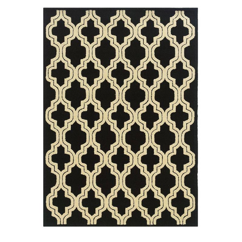 8' x 10' Le Soleil Outdoor Rug Black/Ivory - Linon