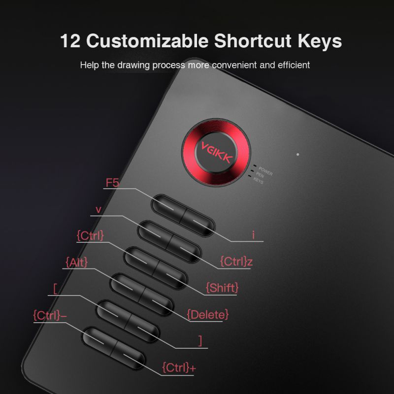 VEIKK Drawing Tablet A15 Graphic Tablet 10x6 inches Digital Drawing Tablet with 8192 Induction Levels 5080 LPI Black Button