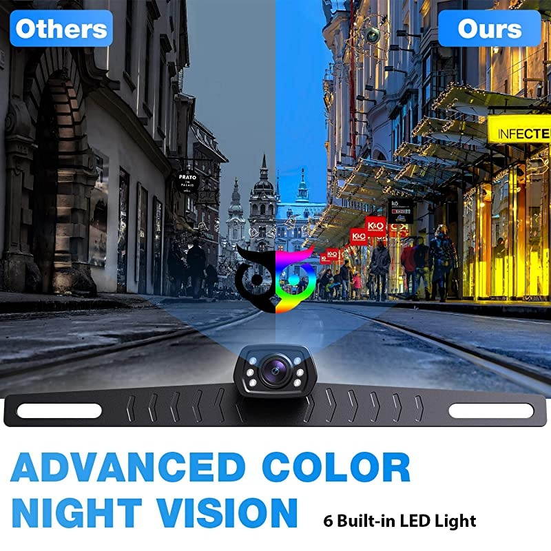 Backup Camera for Car Pickup Trucks SUVs Vans RVs License Plate Rearview Camera Night Vision IP69 Waterproof Wide ViewB01