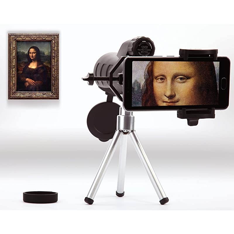 HIGH Definition Monocular Telescope 12X50 for Surveillance > Quick Focus & Smartphone Holder > BAK-4 FMC Prism Waterproof FogProof Shockproof for Bird Watching Travel Wildlife Camping Hunting