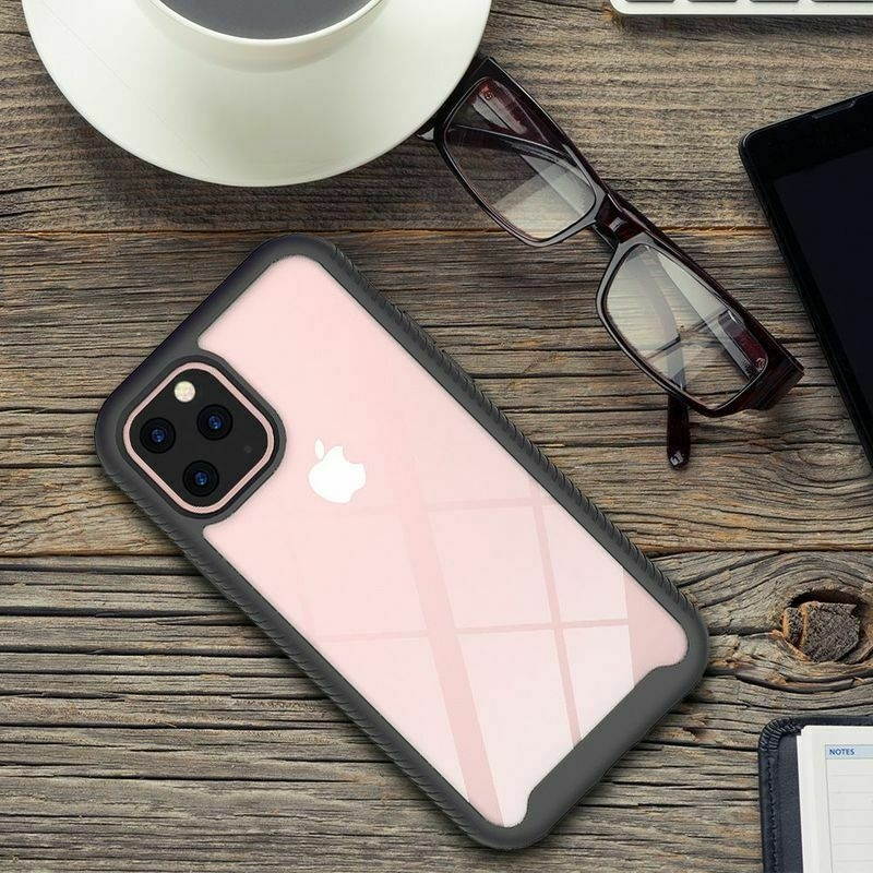 For  iPhone 12 Pro Max 6.7 in Black Hard Hybrid Case Cover