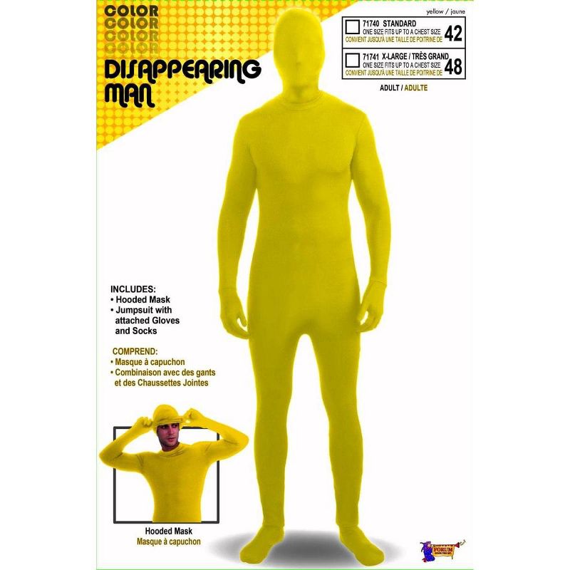 Forum Novelties I'm Invisible Costume Stretch Body Suit Yellow Teen Standard