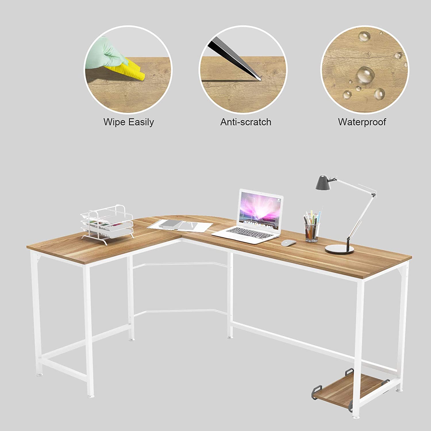 L Shaped Desk Corner Gaming Computer Desks for Home Office PC Workstation Table,Walnut