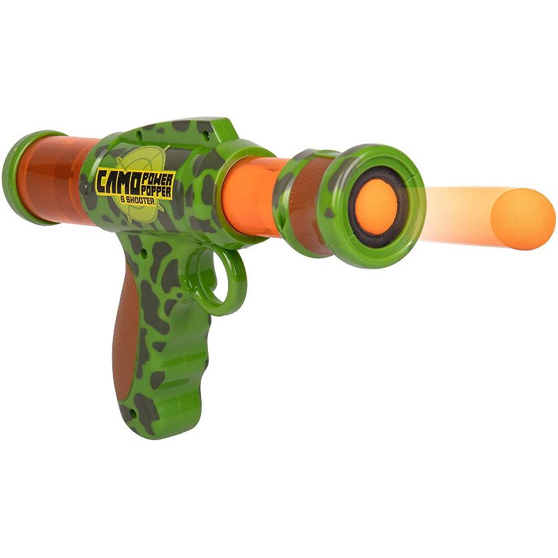 Hog Wild Camo Power Popper Six Shooter Toy, Shoots Foam Balls!