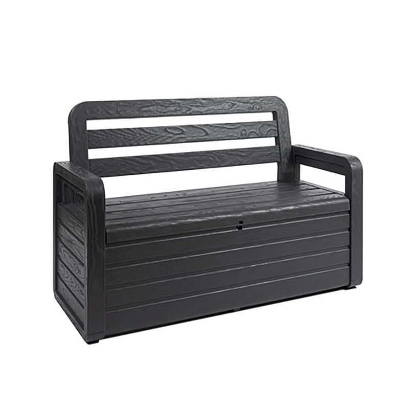Toomax Foreverspring UV Weather Resistant Lockable Box Chest Bench for Outdoor Pool Patio Furniture and Deck Storage Bin, 70 Gallon (Anthracite)