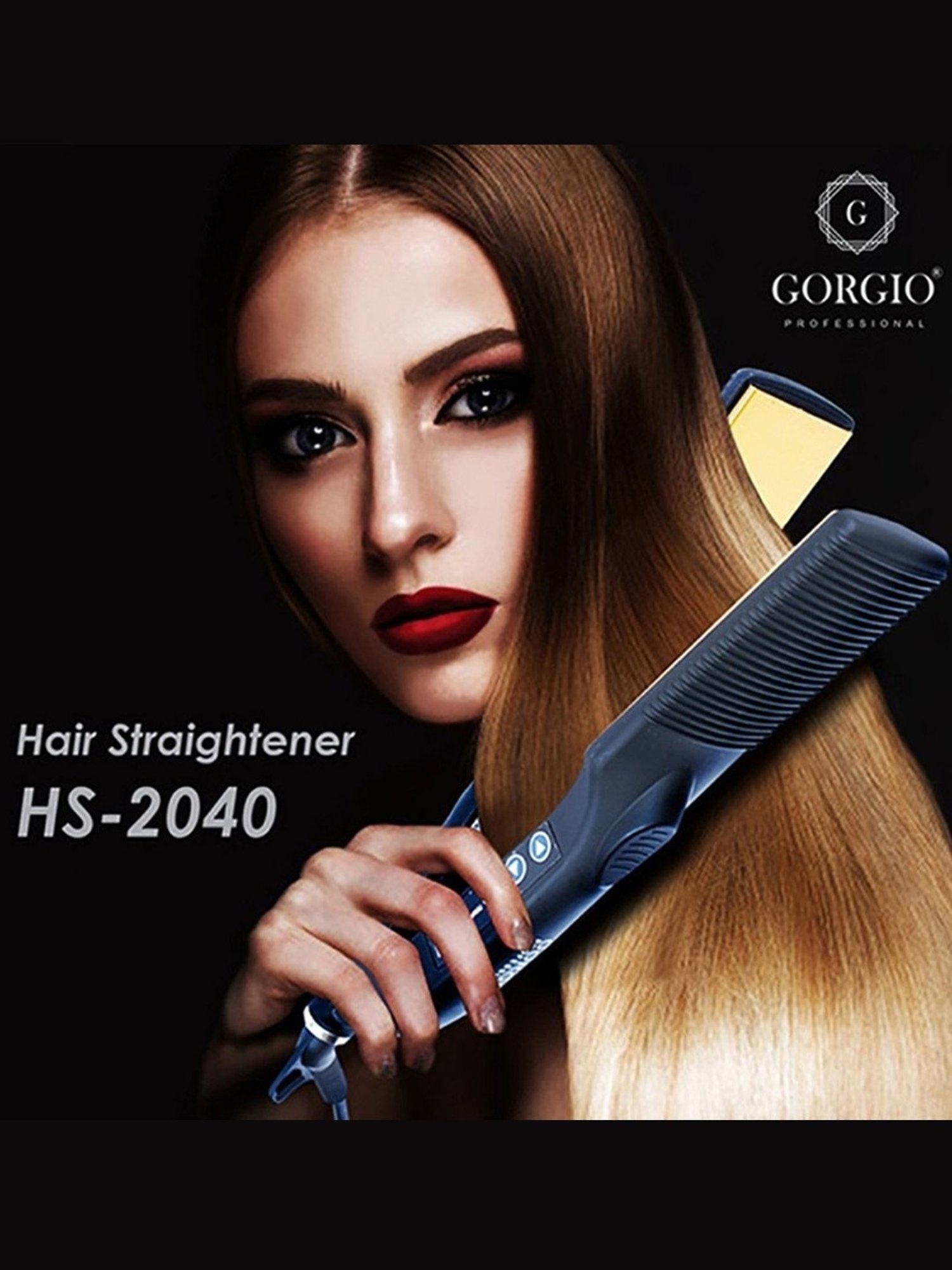 Gorgio Professional HS2040 Gold Plated Hair Straightener (Black)