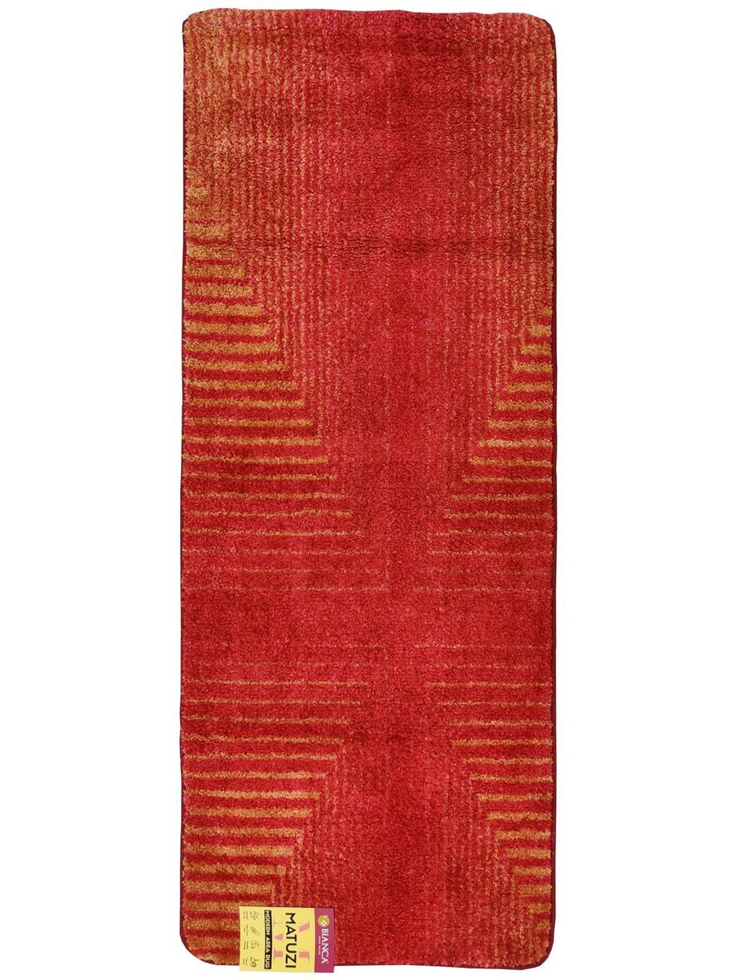 Bianca Red & Beige Microfibre Non-Slip Rug