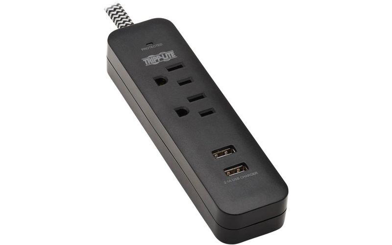 Monoprice 2 Outlet Surge Protector Wall Tap with 2 USB Charging Ports 3.4A, 450 Joules, White