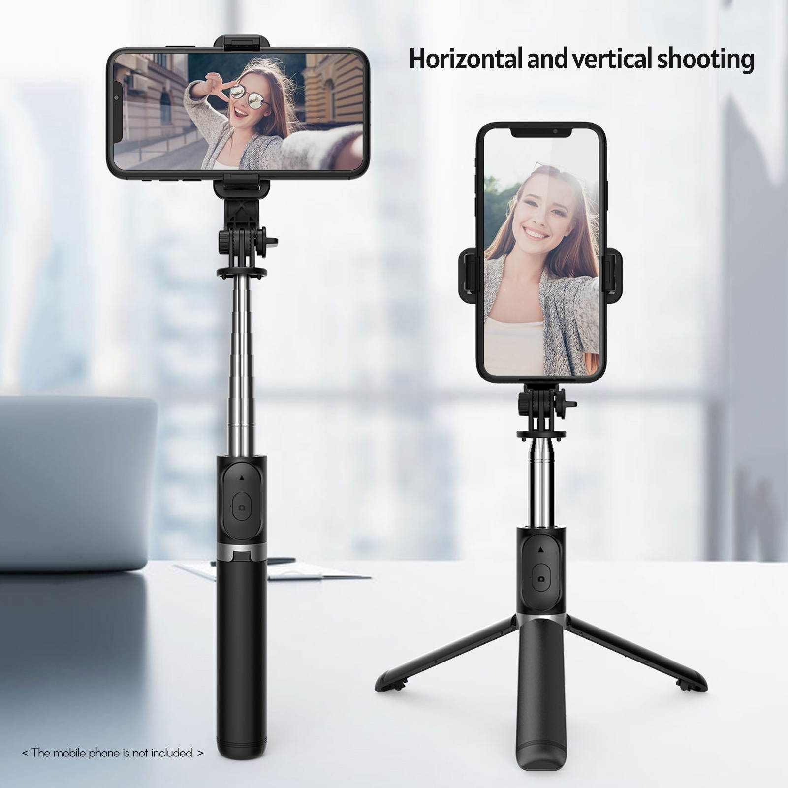 Multifunctional Wireless BT Selfie Stick Portable Extendable Tripod Stand with 103cm Max. Length Remote Control for Vlog Video Shooting Group Photo Selfies Live Stream
