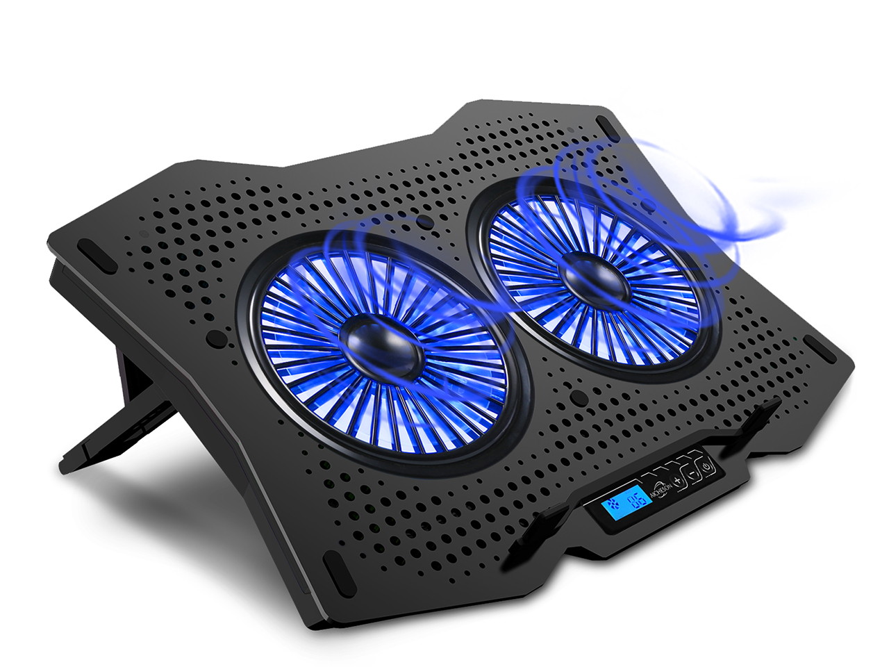 AICHESON Laptop Cooling Cooler Pad for 15.6"-17.3" Notobooks, Metal Panel, 2 Big Turbofans, Blue Lights