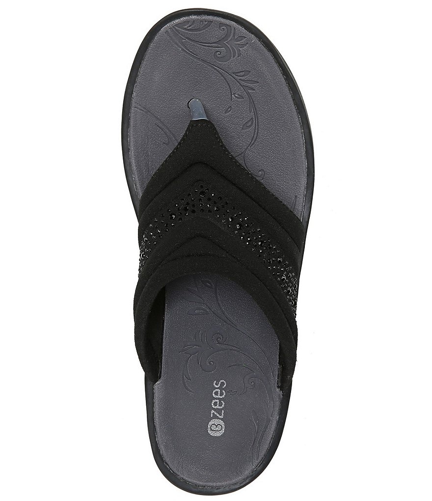 Bzees Dazzle Me Rhinestone Embellished Washable Slip-On Thong Sandals