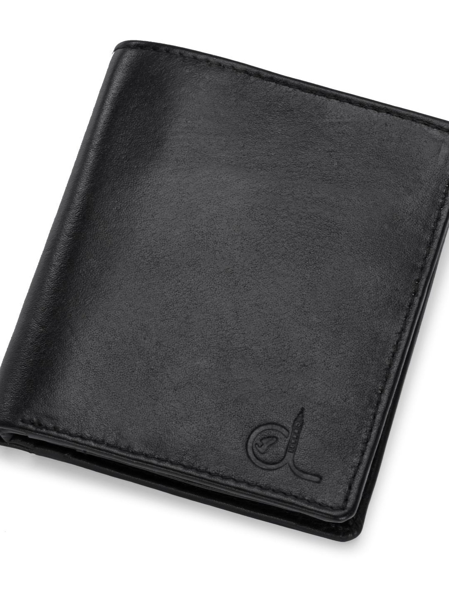 Clog London Black Leather Small Bi-Fold Wallet for Men