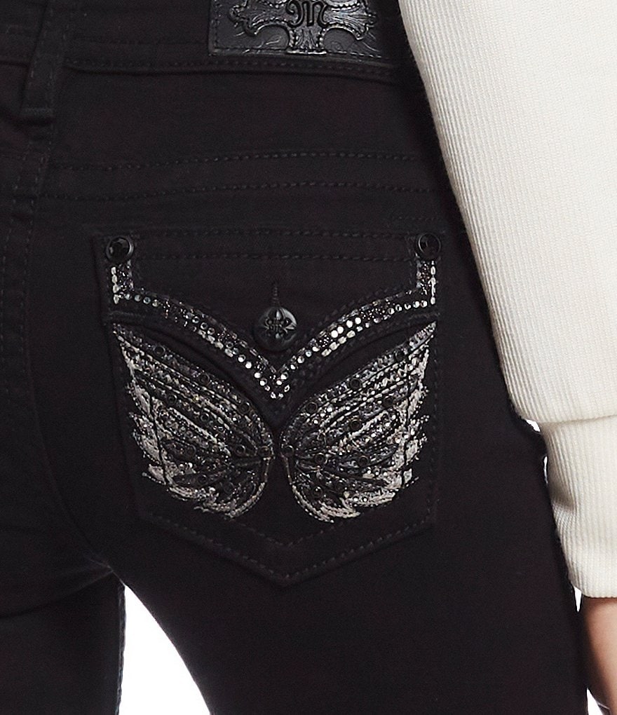 Miss Me Embellished Wing Flap Pocket Skinny Jeans