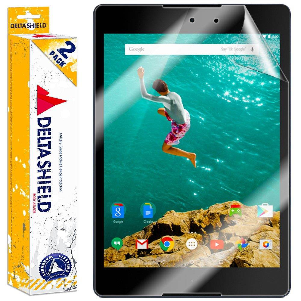 DeltaShield Screen Protector for HTC Nexus 9 (Google Nexus 9)(2-Pack) BodyArmor Anti-Bubble Military-Grade Clear TPU Film