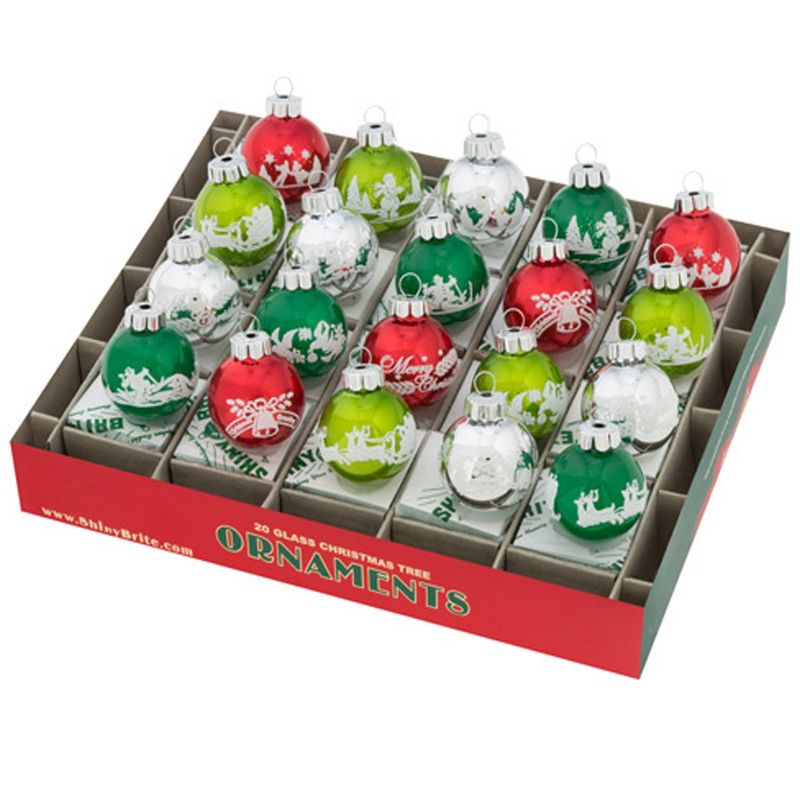 Shiny Brite 1.5" Hs Signature Flocked. Holiday Splendor Ornaments  -  Ornament Sets